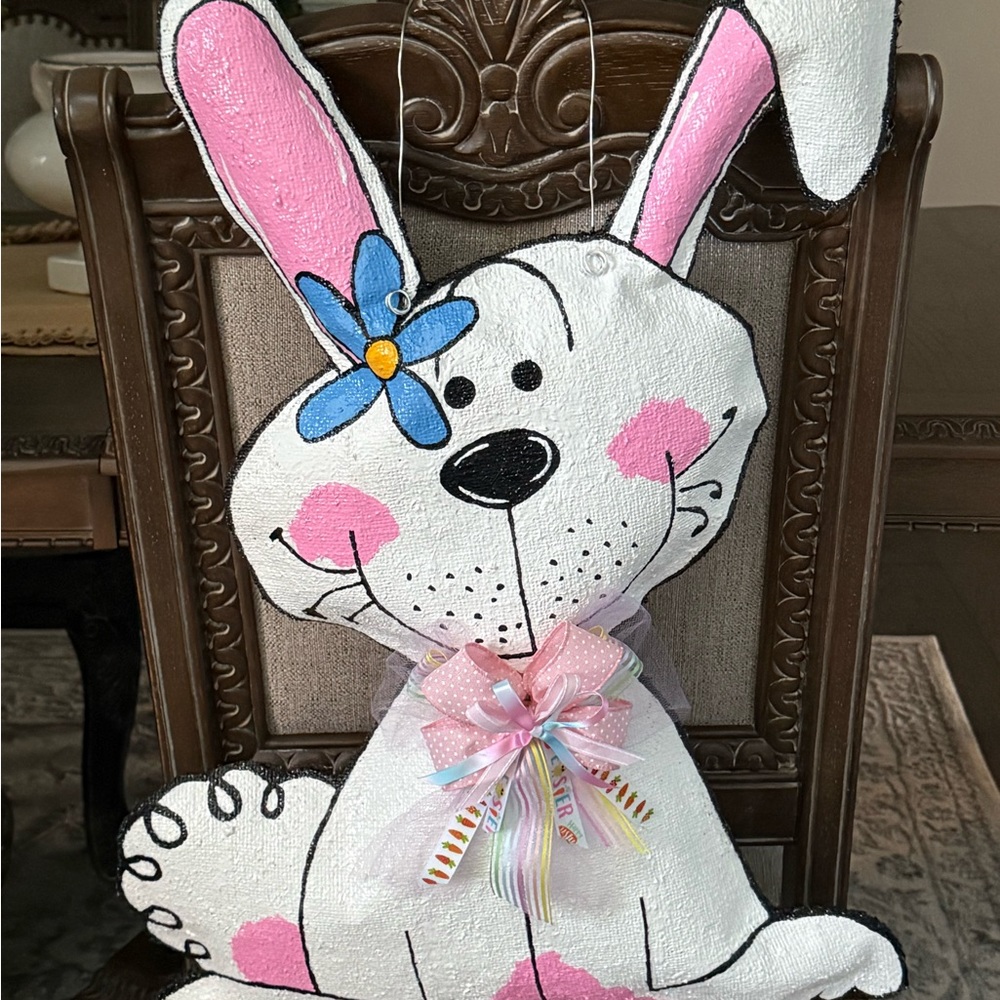 Burlap bunny door hanger Easter bunny door hanger holiday decor